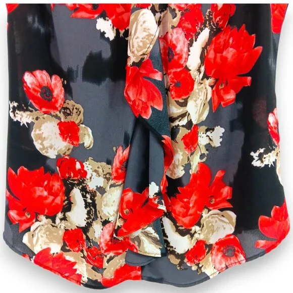 COVINGTON-Women's Ruffle Front Tank Top-Dressy-Black-Red-Work-Casual-Summer - Picture 8 of 15